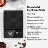 3kg/0.1g Coffee Scale with Timer Kitchen Tools Digital Multifunction Weighing Scale Pour Over Drip Espresso Scale LCD Display