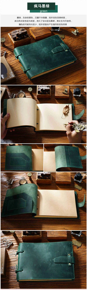 Genuine Leather Sketchbook Retro Painting Notebook Boy"s Girl Student Leather Binding Notebook Classic Handmade Notepad