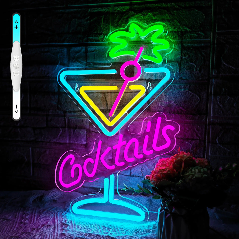Cocktails Beer Neon Sign - Bright LED Bar Decor,  Commercial Pub & Home Bar, Grand Opening Gift for Bartenders & Brew Lovers