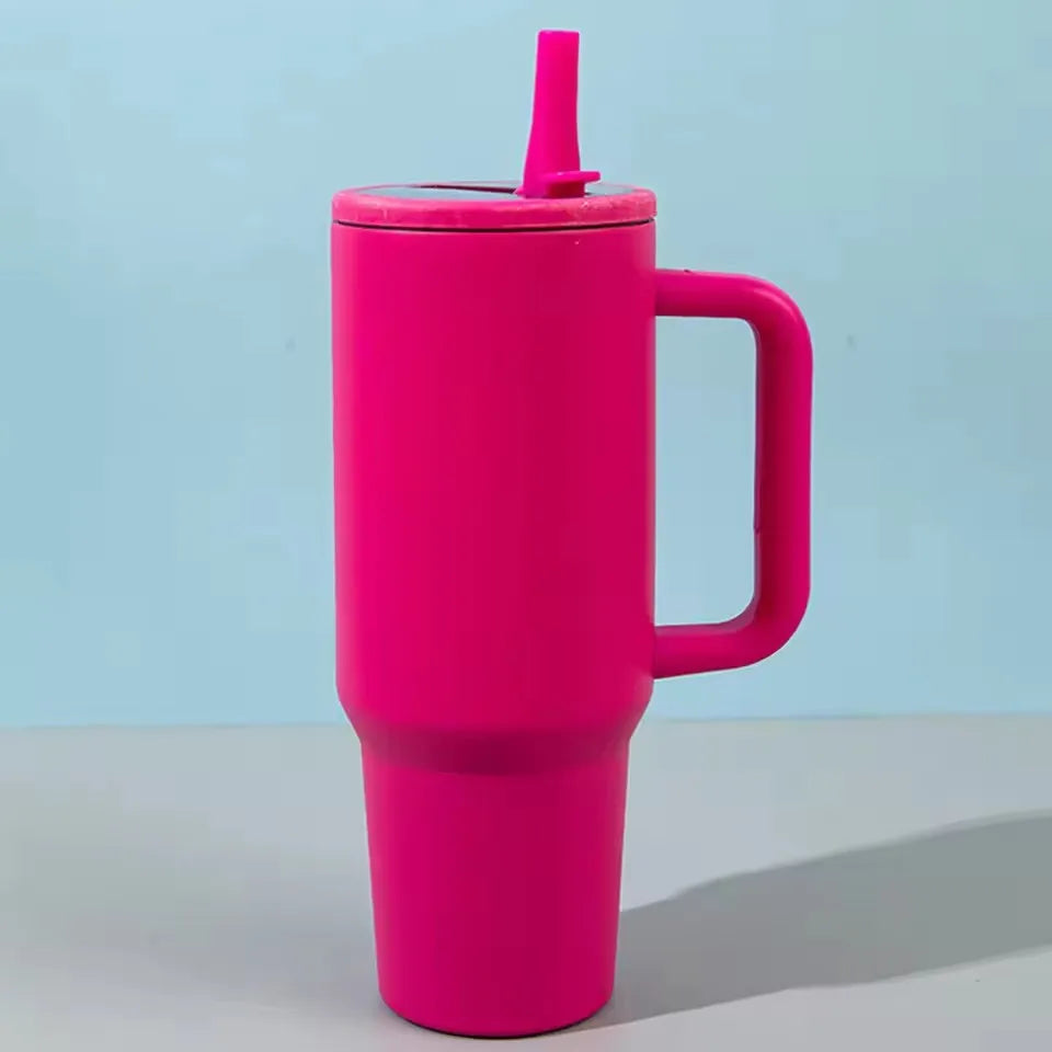 40 oz Insulated Tumbler with Handle Straw Double Wall Vacuum Leakproof Thermal Iced Travel Mug Hot Drink Coffee Cup with Lid