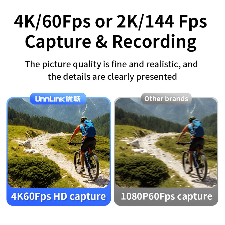 Unnlink 4K 60Hz 2K 144Hz Video Capture Card HDMI USB Recording Box Streaming Gaming / HDR Passthrough for PS5/4 Xbox Camera PC