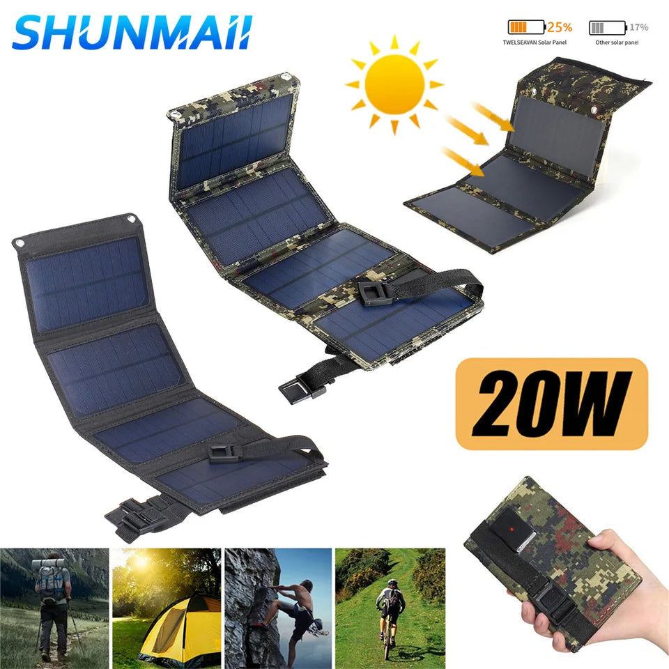 20W/30W 5V Cell Charger Dual Usb Solar Power Panel Foldable Emergency Charging Panel for Came Tablet for Smartphone Supplies