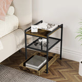 WOLTU 1PC Side Table 3-Tier Coffee Table Rolling Storage Cart with Removable Top Small End Table for Sofa Living Room Storage