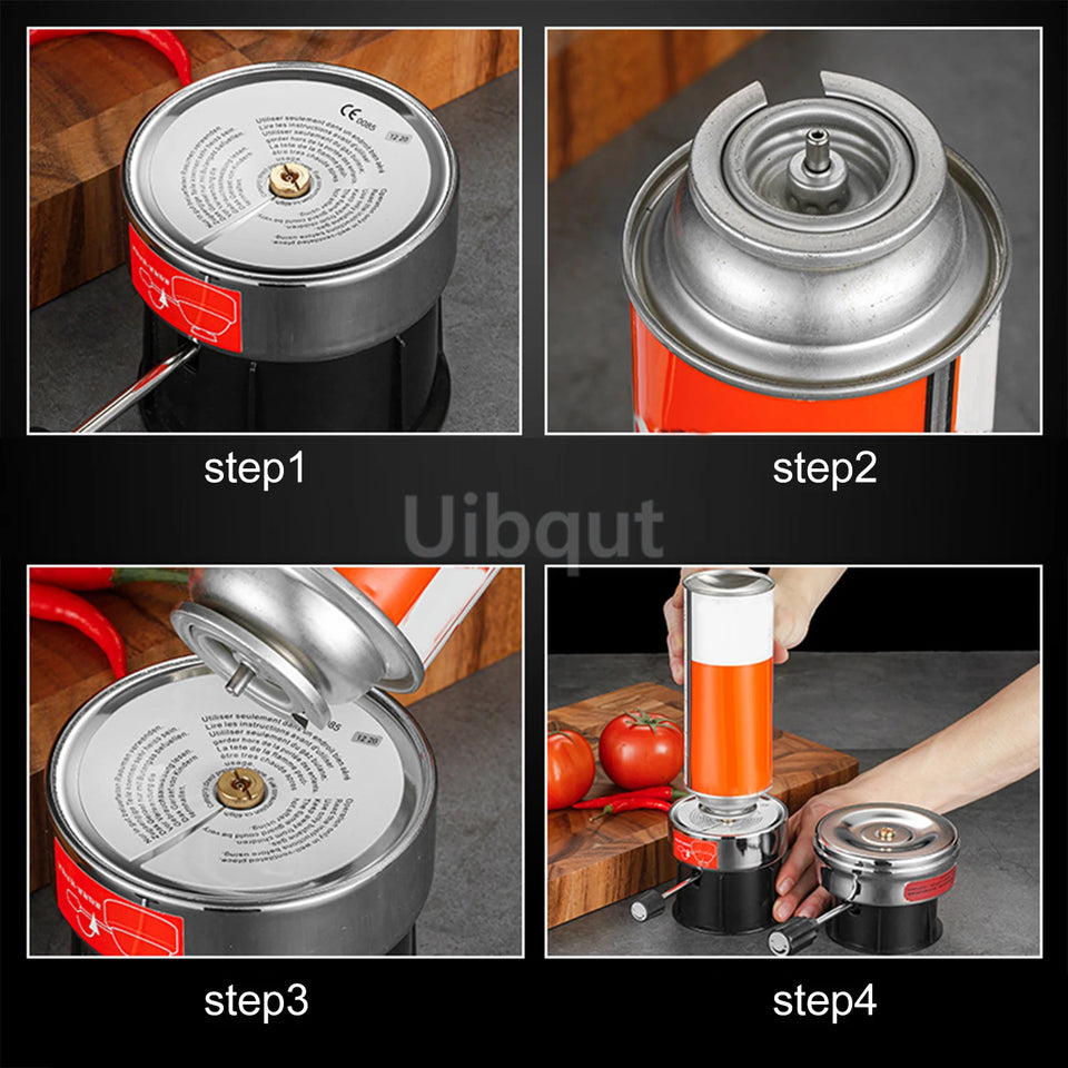 Butane Mini Burner Portable Gas Burner Inflatable Coffee Brewing Stove with Gas Valve Pipe Butane for Trekking Hiking and Picnic