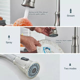 Matte Black Kitchen Sink Faucet with Pull Down Sprayer 1 Handle 2 Hole Mixer Tap Hot and Cold Taps