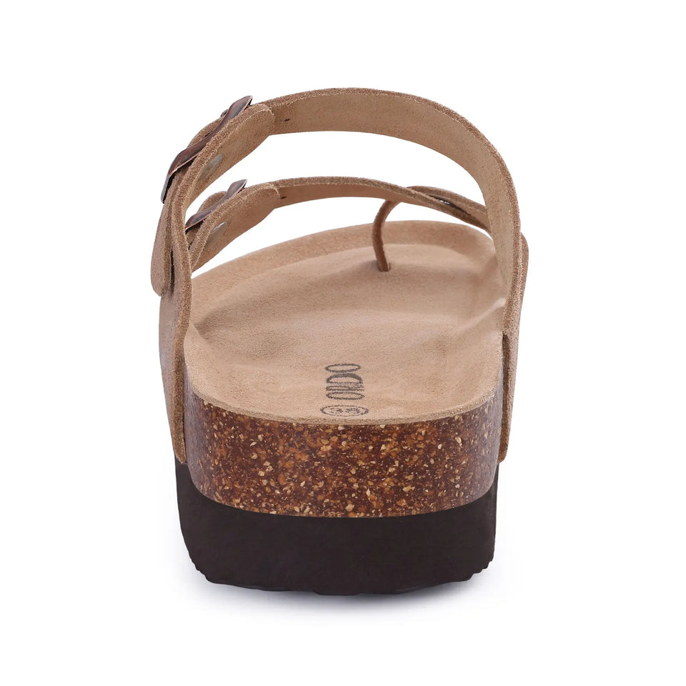 Gacimy Women Fashion Thick Sole Leather Clogs Slippers Classic Women's Mules Cork Clogs Slipper Outdoor Deep Heels Shoes Sandal