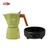 IKAPE Espresso Moka Pot and infrared ceramic hob Set,220V With Temperature Control Stovetop Espresso Machine For Coffee Lover