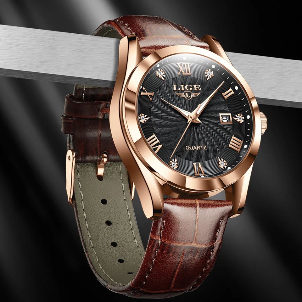 LIGE New Luxury Watch for Men Military Leather Man Wristwatch Quartz Clock Waterproof Luminous Date Week Men's Watches Reloj+box