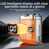 Portable Electric Shaver R-19, 9000 RPM German Motor, Wet & Dry Use, Magnetic Blades, 180 Days Battery Life, LED Display