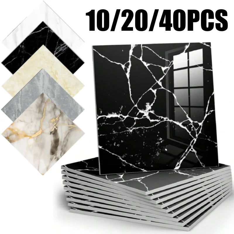 Self Adhesive Imitation Tile Wall Sticker Waterproof Anti Moisture Bathroom Wallpaper Decorative Faux Tile Film For Home Decor
