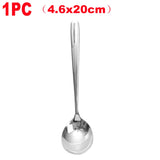 1/5PCS Round Head Soup Spoon Stainless Steel Long Handle Stirring Spoon Portable Dessert Coffee Scoop Home Kitchen Tableware