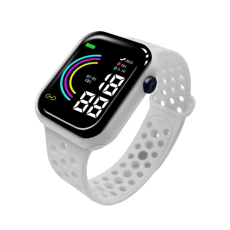 Children's electronic watch, student rainbow digital display LED electronic watch
