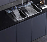 304 Stainless Steel Kitchen Sink, Large Single Sink, Thickened Whale Relief, Digital Display, Washbasin, Washbasin