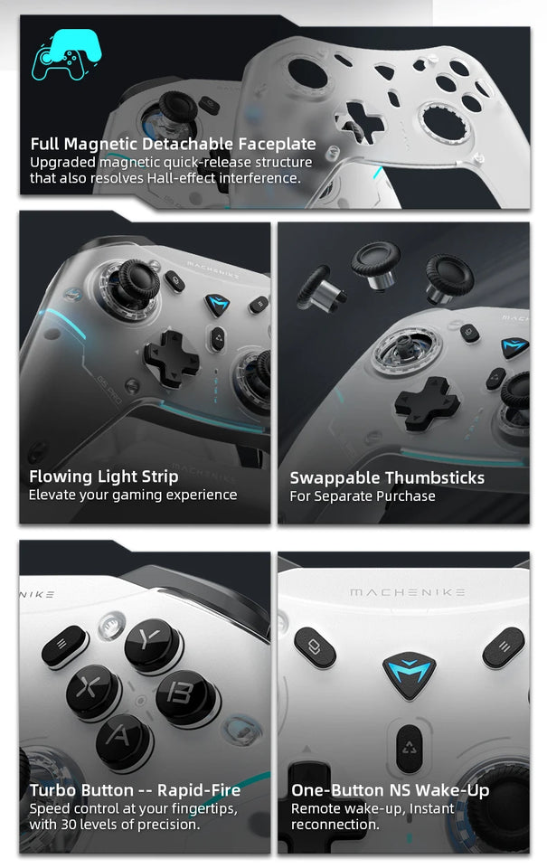 MACHENIKE G5Pro Max SE Gaming Controller With Charging Dock Optional Hall Effect Joysticks Triggers RGB Light Wireless Gamepad