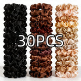 1/30/60/100pcs bulk satin scrunchies 100colors  women small 6.5cm headwear hair ties accessories casual cute black coffee