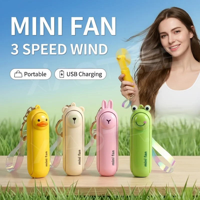 Cute Mini Fan Portable Hand Fold Bedside Office USB Charge Battery Table Desk Cooling USB Cooling Folding Handheld Fan