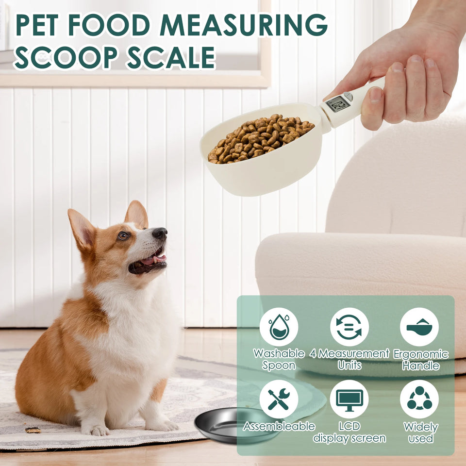 Pet Food Measuring Scoop with LED Display Feeding Spoon Kitchen Scale Portable Daily Meals Pet Dog Food Gadgets for Kitchen