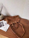 Winter Matte Coffee Camel Grey Large Tote Russian Style Real Suede Cow Leather Women Handbag Nubuck Commuter Office Shoulder Bag