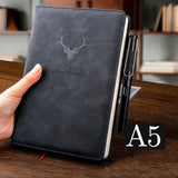 A5 Notebook Student Planning Efficiency Book Business Office Work Conference Notepad 360 Pages 100GSM Font Leather Cover