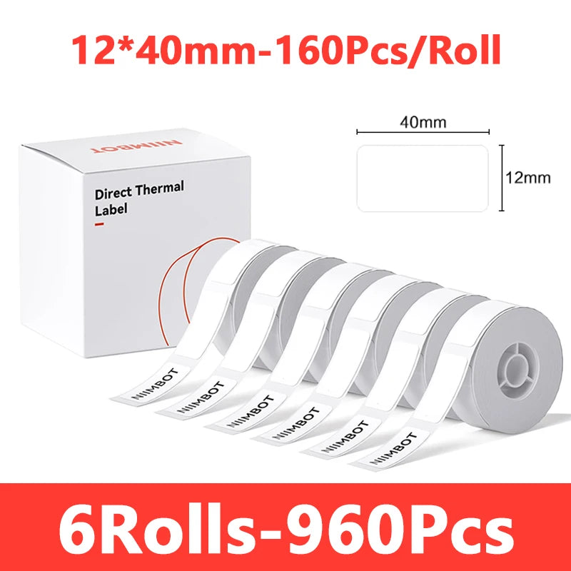 Niimbot 1/3/6 Rolls White Label Waterproof Adhesive Sticker Anti-Oil Paper For B1 B21 Mini Portable Thermal Printer Label Maker