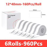 Niimbot 1/3/6 Rolls White Label Waterproof Adhesive Sticker Anti-Oil Paper For B1 B21 Mini Portable Thermal Printer Label Maker