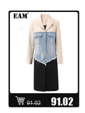 [EAM] Black Irregular Knot Sweatshirt New Stand Collar Long Sleeve Women Big Size Fashion Tide Spring Autumn 2026 1DJ1848