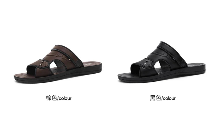 Summer Men's Sandals Leisure Beach Shoes Male Holiday Slippers Outdoor Retro Comfortable Casual Sandals leather Men Slippers