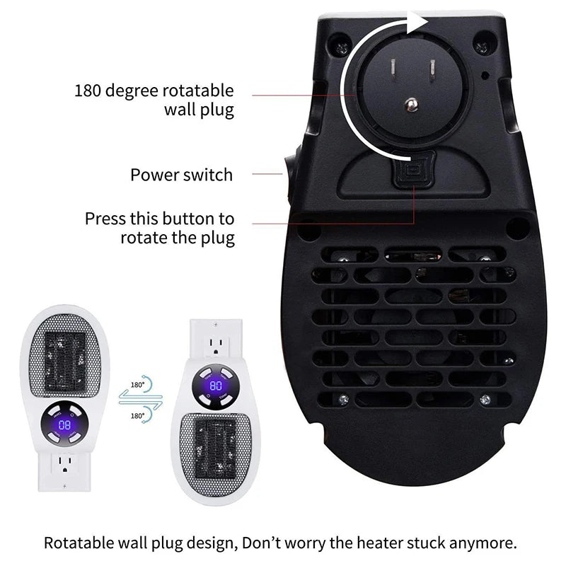 Portable Mini Space Heater with Remote Control Fast Heating Electric Warmer for Room Office Desk Indoor Use