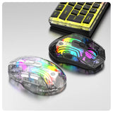Aesthetic Clear Wireless Mouse for Women RGB Glow Tri-Mode Bluetooth Rechargeable Gaming Mouse for Laptop PC Office