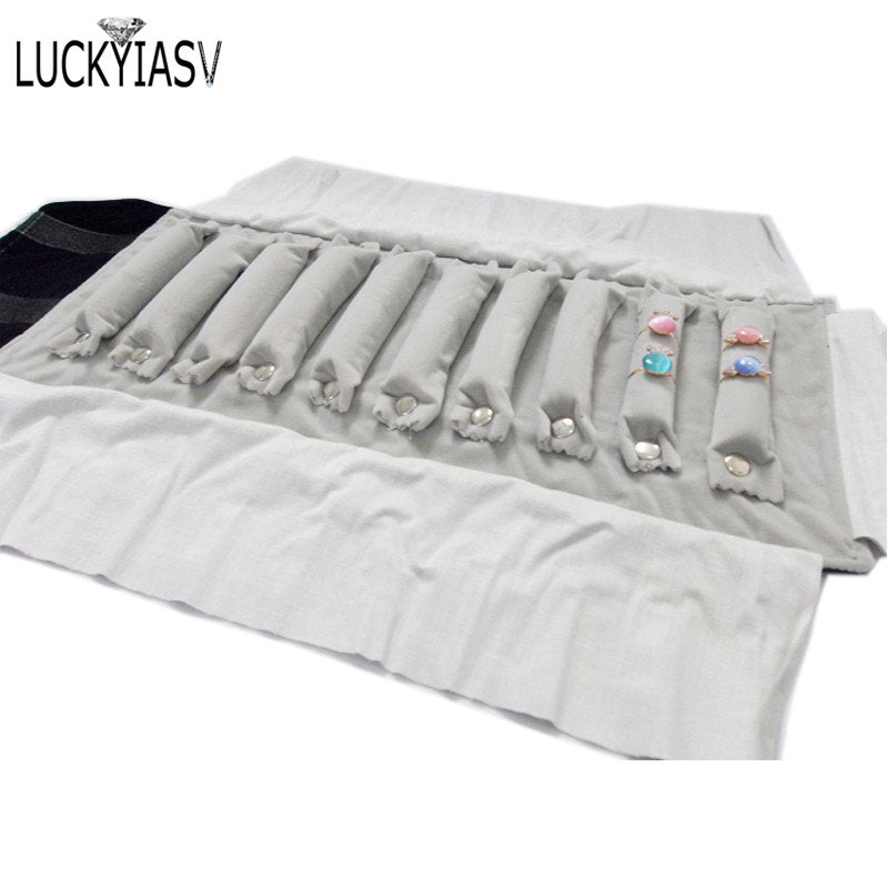 Women Luxury Jewelry Roll Storage Bag Lady Rings Earrings Necklace Organizer Portable Cloth Bags