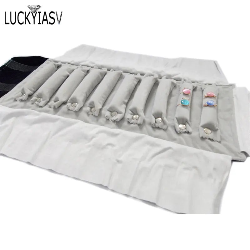 Women Luxury Jewelry Roll Storage Bag Lady Rings Earrings Necklace Organizer Portable Cloth Bags