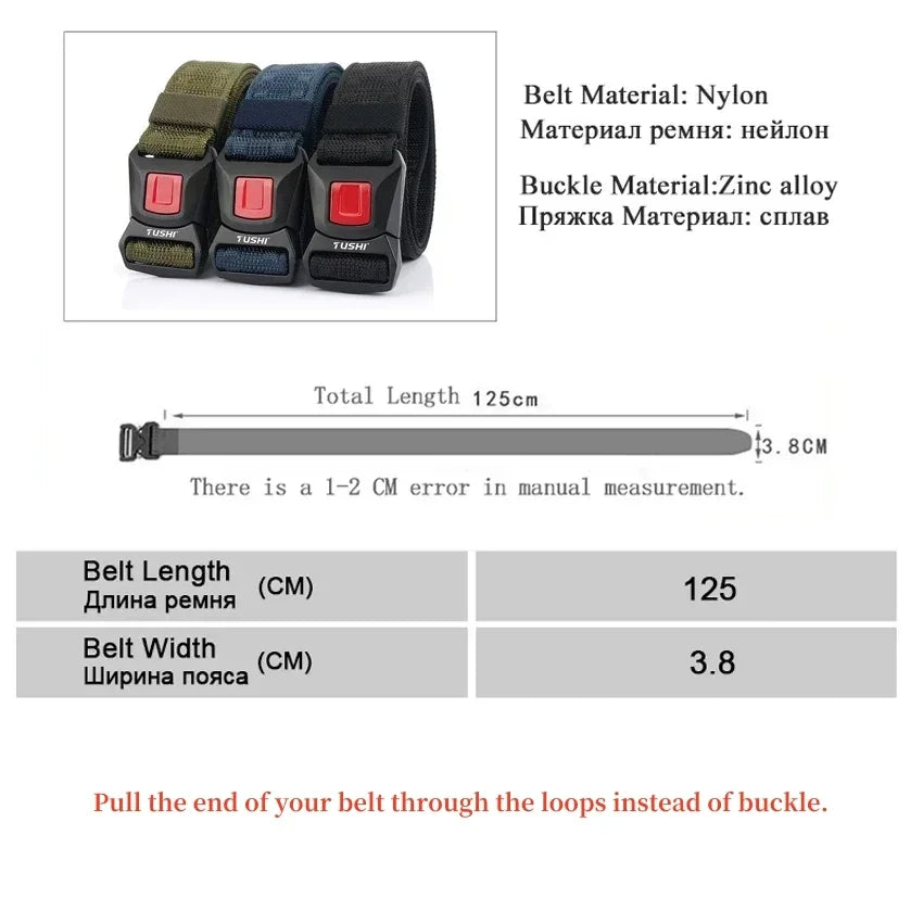 Solid Quick Release Metal Buckle Canvas Tactical Belts Comfortable Webbing Waistband Outdoor Corps Training Hiking Belt For Men