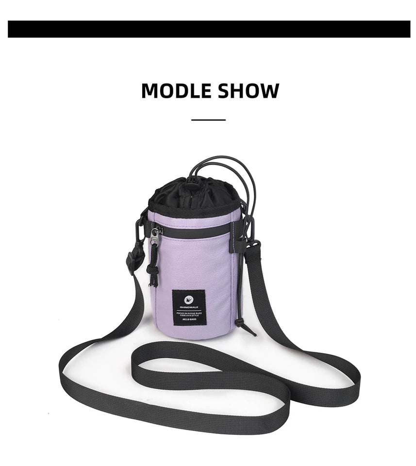 Rhinowalk Bicycle Handlebar Bag 1.6L Insulated Water Bottle Bag Cycling Front Tube Bag Commuting Morandi Color Shoulder Pack