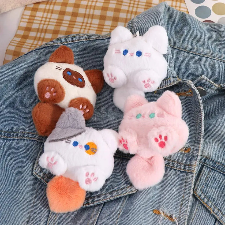 Kawaii Plush Brooch Coffee Cat Plush Keychain Soft Stuffed Cute Cat Plush Doll Colorful Ins Animal Plush Key Chain Kid Girls