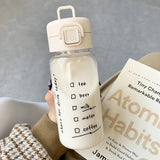 Cartoon Water Bottle With Straw Cute Plastic Drinking Bottle Portable Leak-proof Drinkware For Drinking Milk Coffee Tea