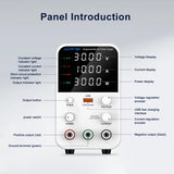 Wanptek Adjustable DC Power Supply 30V 60V 5A 10A Lab Bench Power Supply USB Interface Fast Charging Preset Voltage and Current