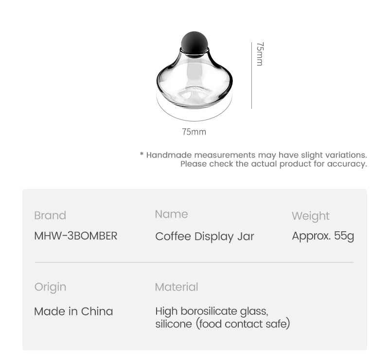 MHW-3BOMBER Coffee Aroma Bottle Coffee Display Jar Glass Creative Fragrance Bottle Coffee Aroma Display Coffee Accessories