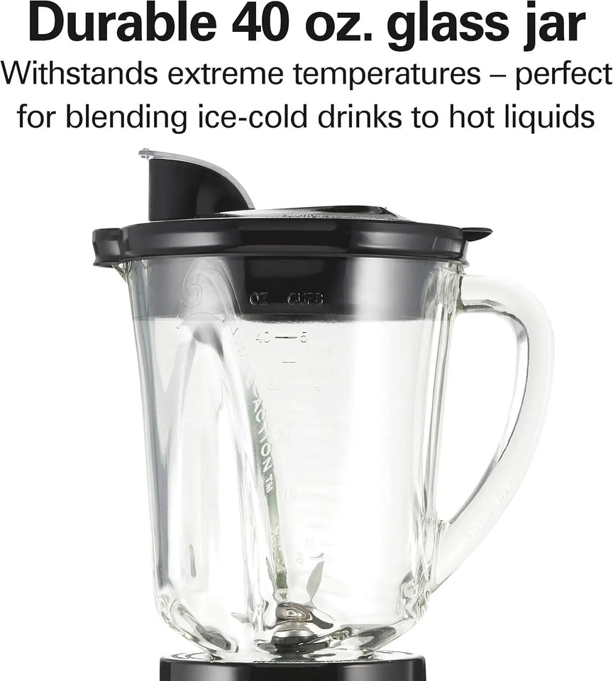 Blender and Food Processor Combo – 40oz Glass Jar, Portable Travel Cup, 3-Cup Electric Food Chopper, 700W – Gray/Black (58163)