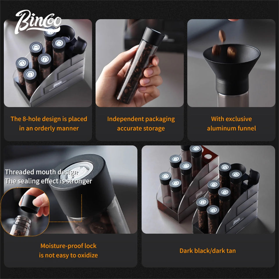 Coffee Beans Storage Container Tube Display Rack Tea Bottle Glass Single Dose Espresso Accessory Coffeware Set Barista Tool Gift