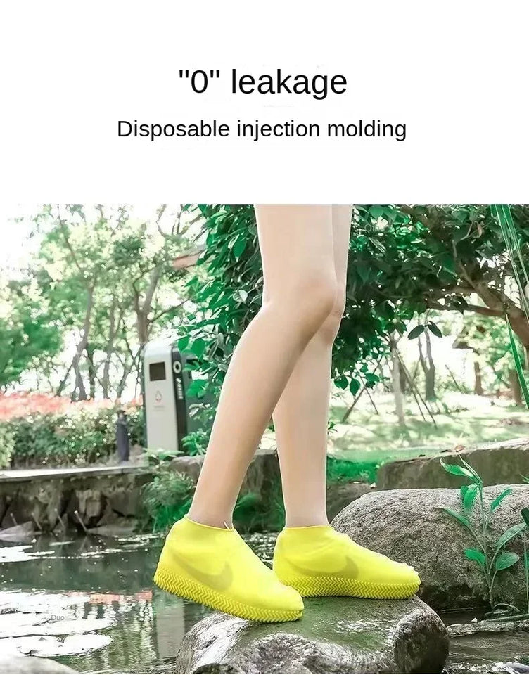 New 1 Pair Waterproof Non-slip Silicone High Elastic Wear-resistant Unisex Rain Boots for Outdoor Rainy Day Reusable Shoe Cover