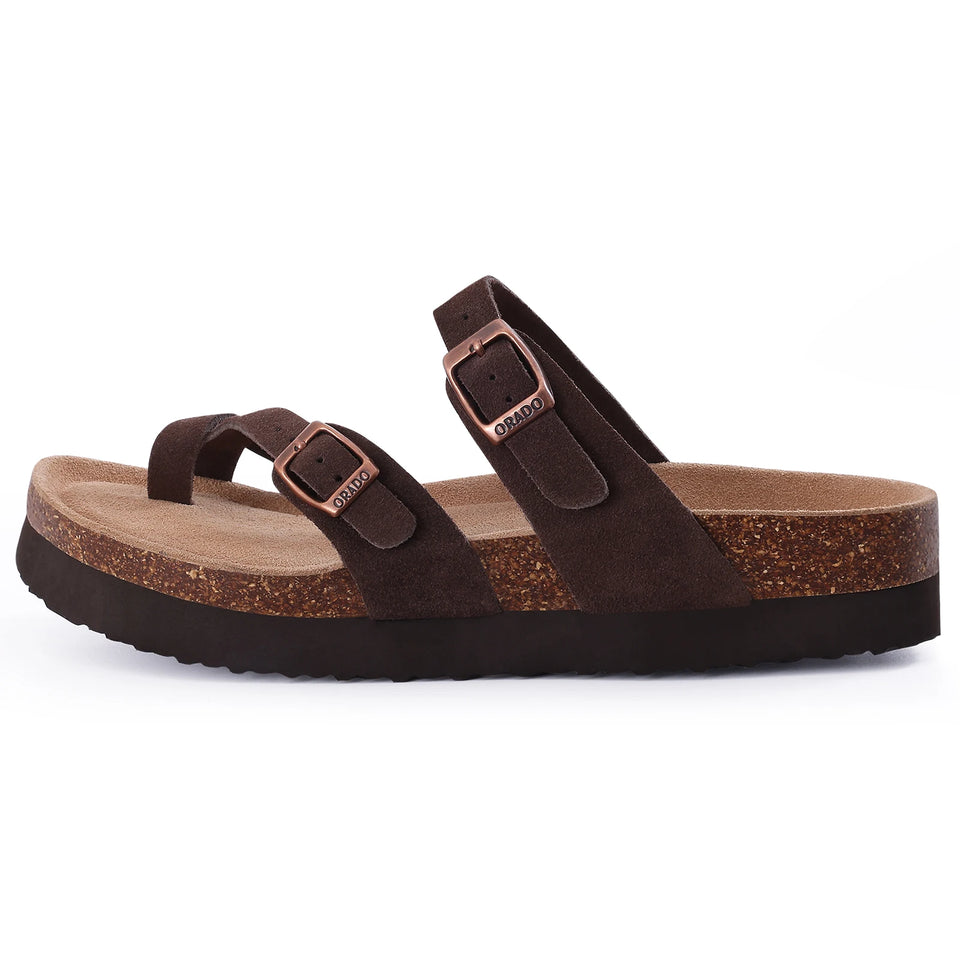 Gacimy Women Fashion Thick Sole Leather Clogs Slippers Classic Women's Mules Cork Clogs Slipper Outdoor Deep Heels Shoes Sandal