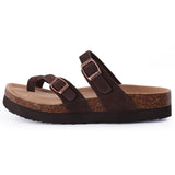 Gacimy Women Fashion Thick Sole Leather Clogs Slippers Classic Women's Mules Cork Clogs Slipper Outdoor Deep Heels Shoes Sandal