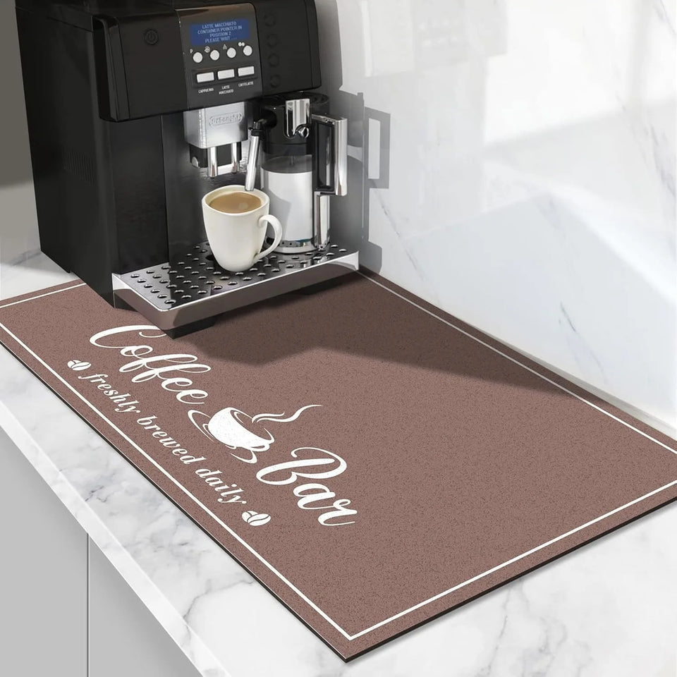 Coffee Bar Drying Mat Fashion Kitchen Decor Non-Slip Heat Resistant Countertop Mat Daily Trendy Countertop Decor Mat