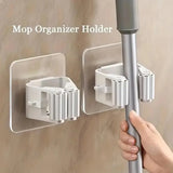 Self-Adhesive Mop Holder Non Perforated Wall Mount Broom Organizer No Drilling Kitchen Bathroom Storage Rack Clip