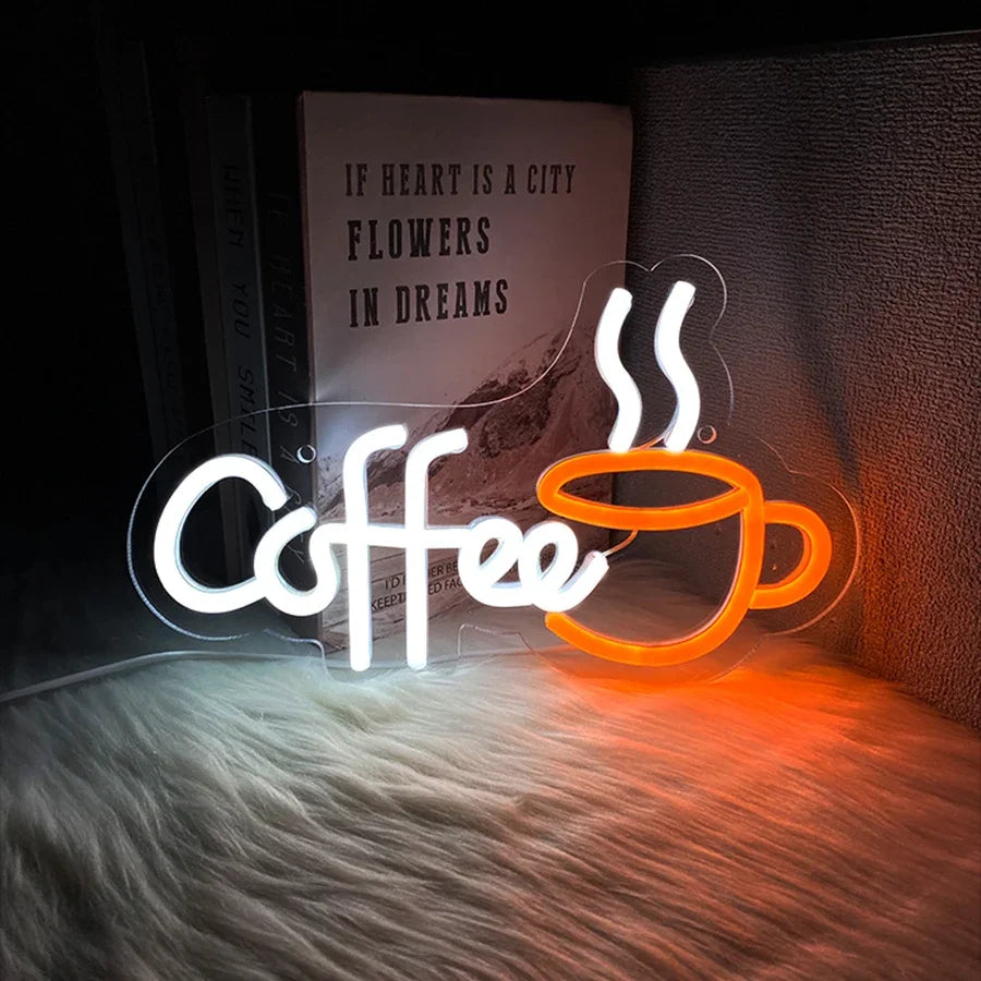 Coffee Super Bright Led Sign, Usb Connection Power Supply, Suitable For Coffee Shop Front Desk Business Decor, Coffee Neon Sign.