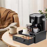 Capsule Coffee Display Rack Storage Coffee Bar Organizer with Drawer Wood Coffee Station Organizer Coffee Machine Base Drawer