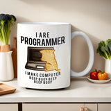 1pc Funny Programmer Cat Ceramic Mug – "I Am a Programmer" Double-Sided Design, Perfect Gift for Computer Coders, Coffee & Tea C