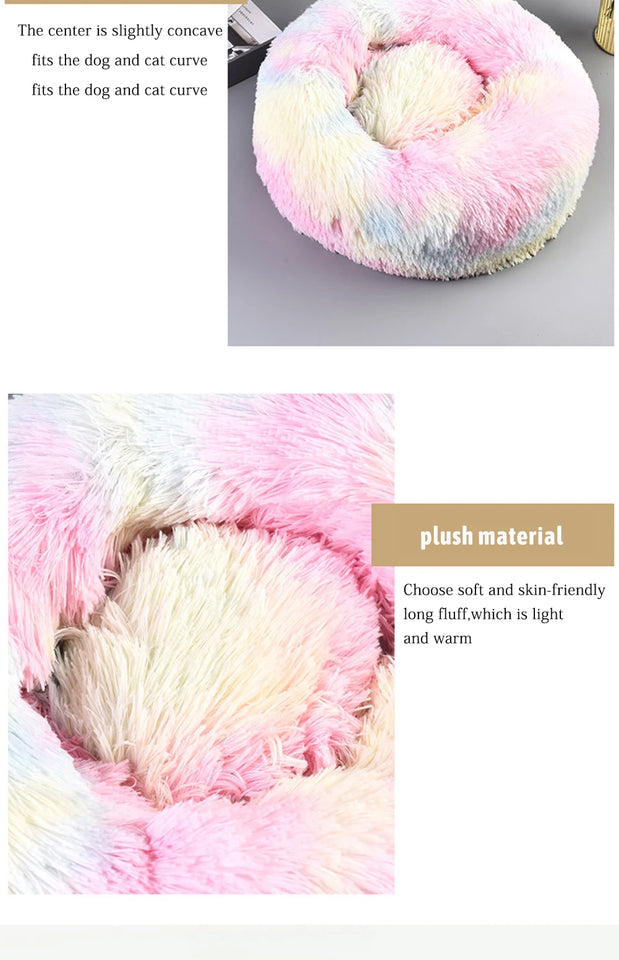 Super Soft Pet Bed Kennel Dog Round Cat Winter Warm Sleeping Bag Long Plush Large Puppy Cushion