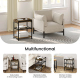 WOLTU 1PC Side Table 3-Tier Coffee Table Rolling Storage Cart with Removable Top Small End Table for Sofa Living Room Storage