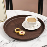 Walnut Wood-Grain Round Serving Tray-Multi-Purpose Plate for Coffee, Bread, Pastries & Tea Set Storage, Ideal for Tea Ceremonies